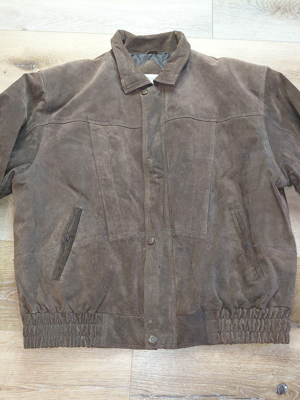 Men's Brown Suede Bomber Jacket Sz L